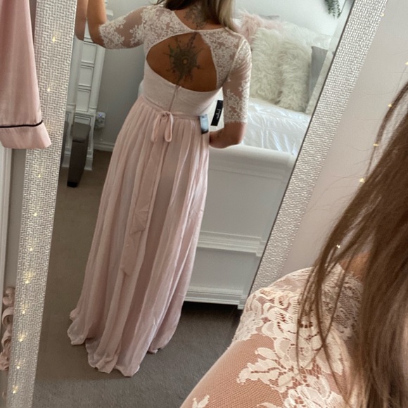 Lulu’s Chiffon Maxi Dress with Delicate Sleeves - Picture 9 of 9